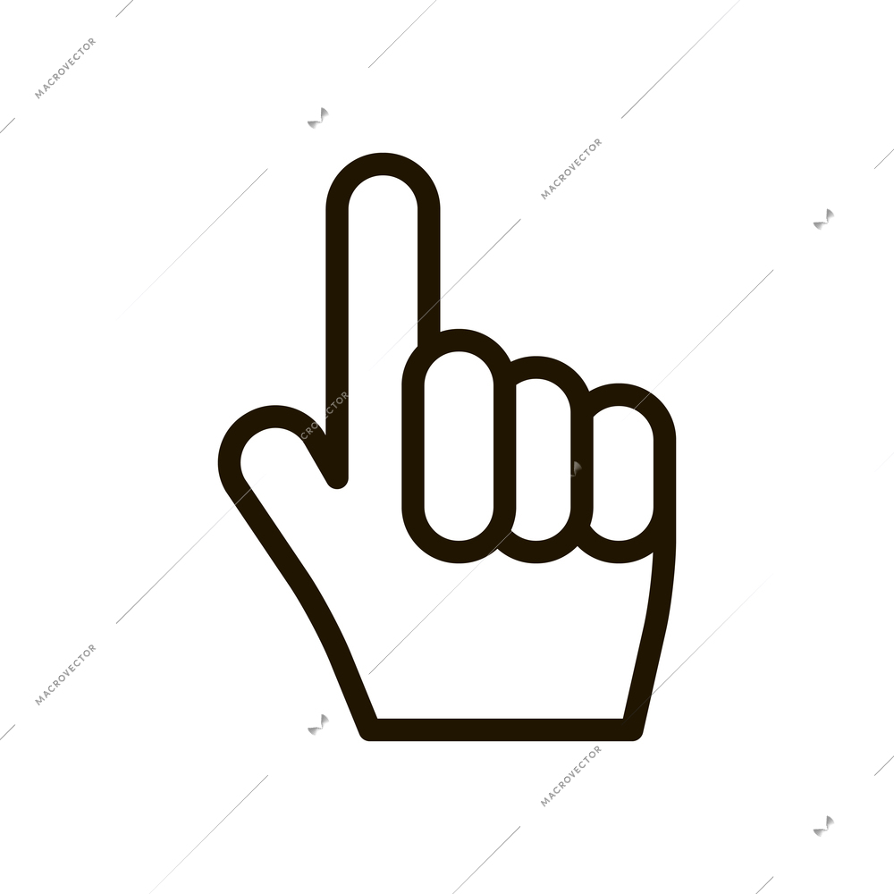 Hand gestures contour composition with isolated fingers sign on blank background vector illustration