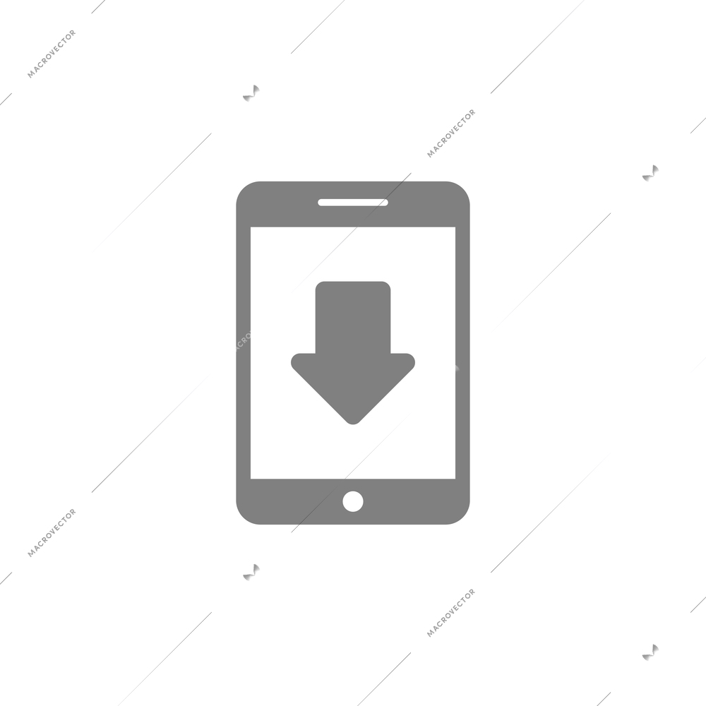 Online mobile application composition with contour icon of touchscreen gadget with pictogram flat isolated vector illustration