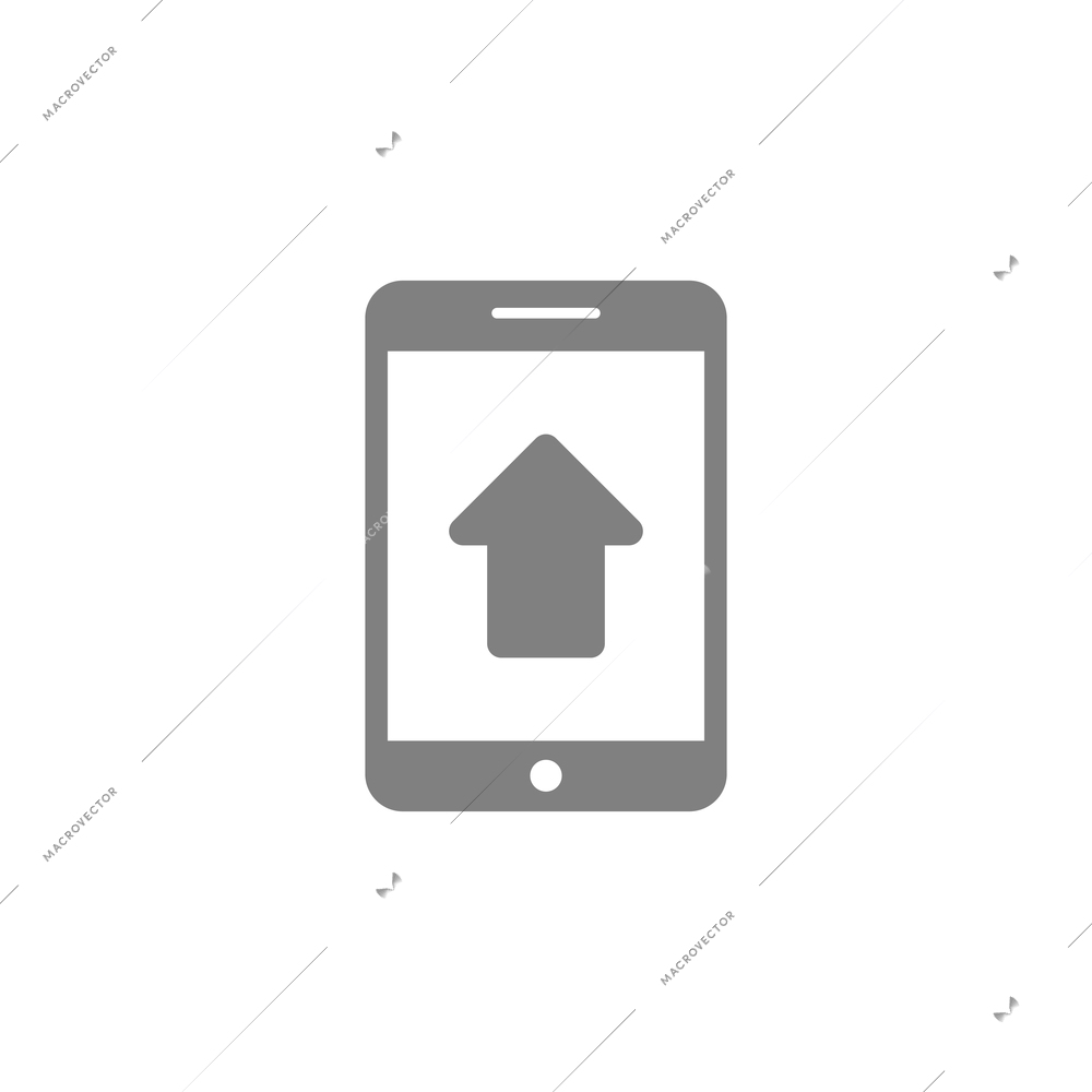 Online mobile application composition with contour icon of touchscreen gadget with pictogram flat isolated vector illustration