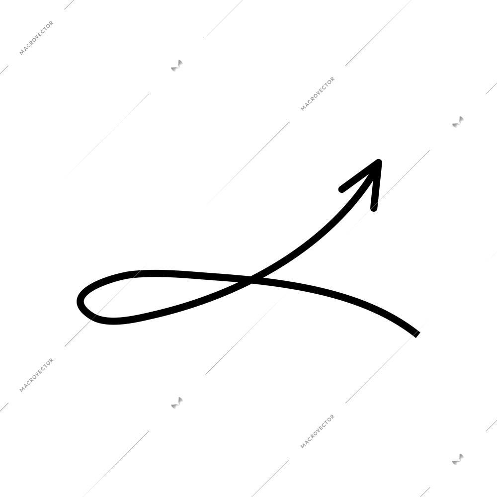 Arrows composition with isolated image of hand drawn style arrow with line vector illustration