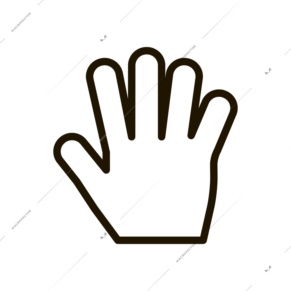 Hand gestures contour composition with isolated fingers sign on blank background vector illustration