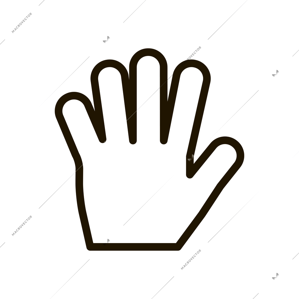 Hand gestures contour composition with isolated fingers sign on blank background vector illustration