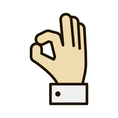 Hand gestures contour composition with isolated business hand fingers sign on blank background vector illustration