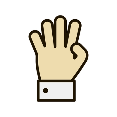 Hand gestures contour composition with isolated business hand fingers sign on blank background vector illustration