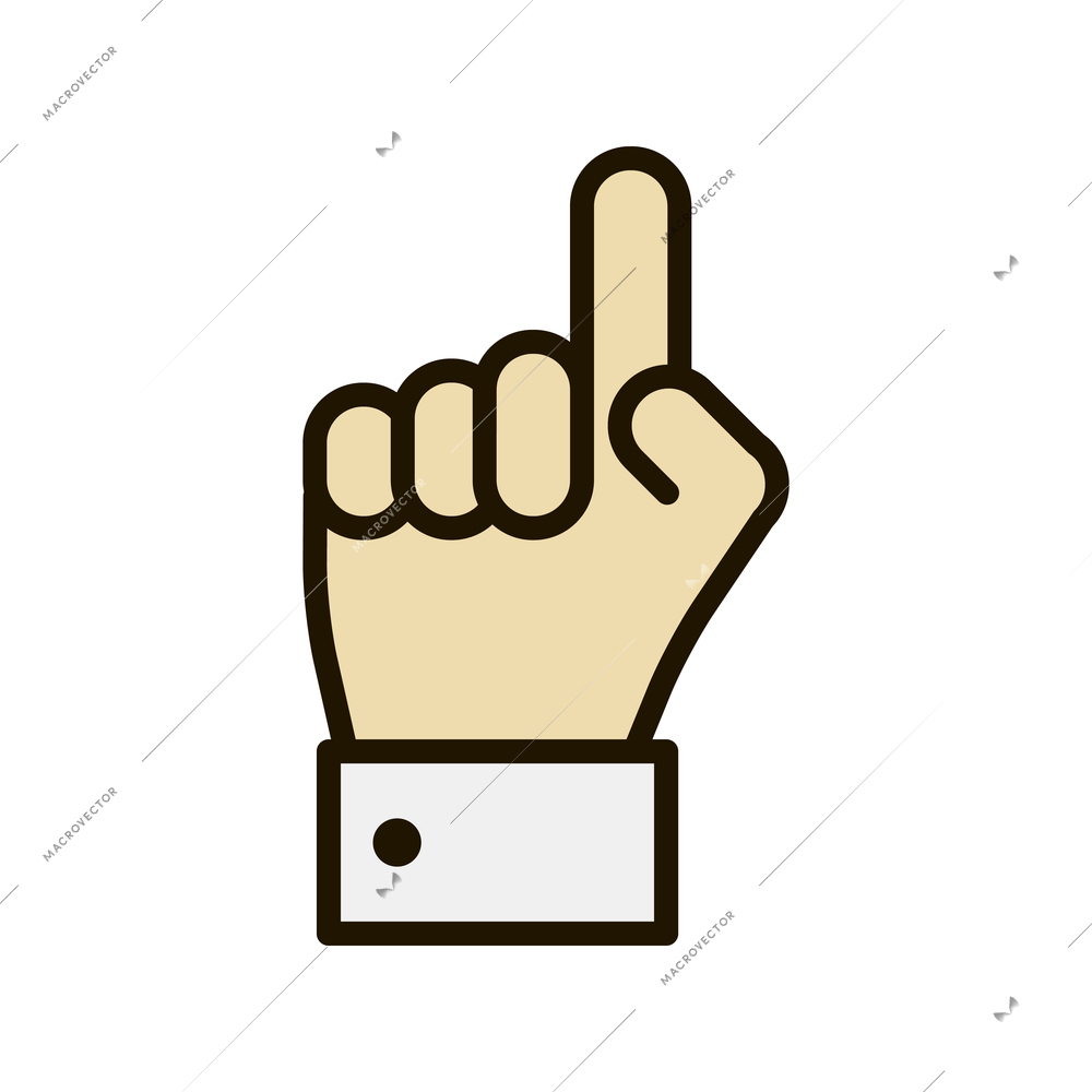 Hand gestures contour composition with isolated business hand fingers sign on blank background vector illustration