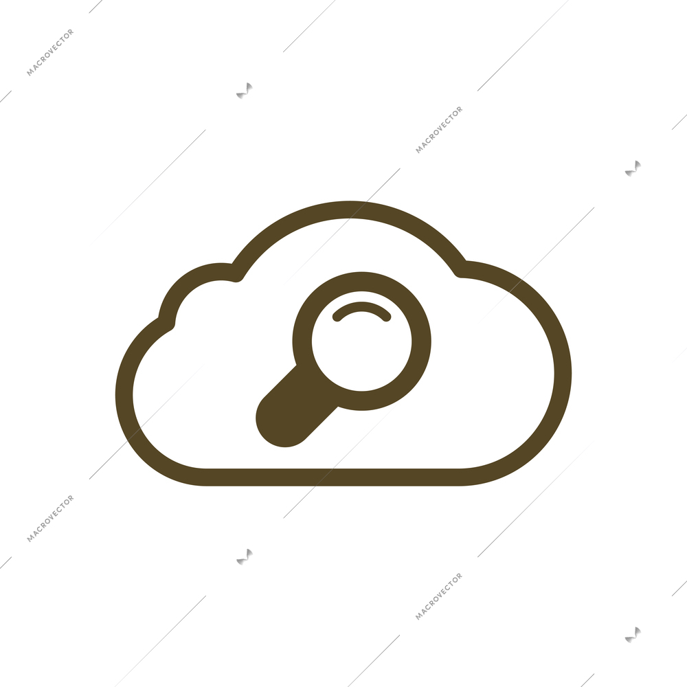 Generic cloud computing contour composition with flat isolated pictogram on blank background vector illustration