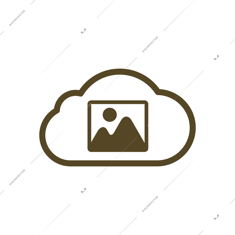 Generic cloud computing contour composition with flat isolated pictogram on blank background vector illustration