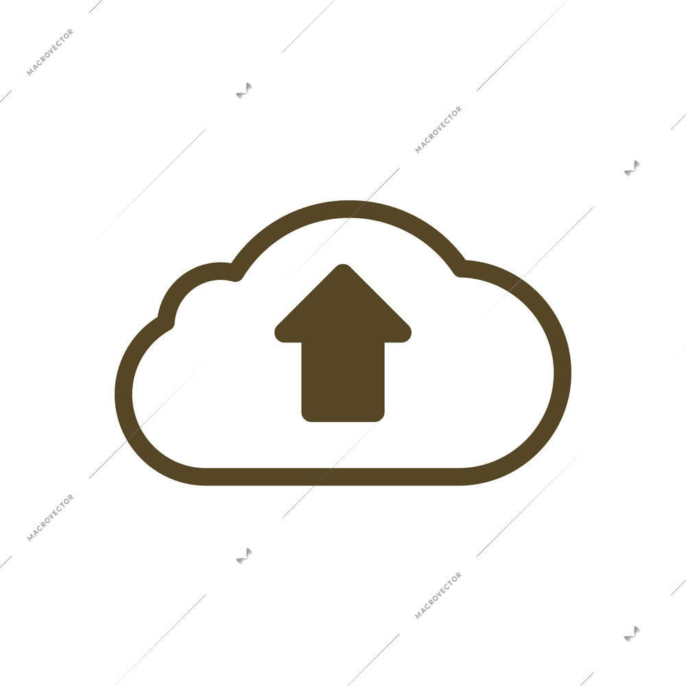 Generic cloud computing contour composition with flat isolated pictogram on blank background vector illustration