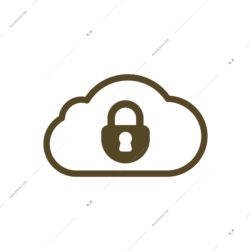 Generic cloud computing contour composition with flat isolated pictogram on blank background vector illustration