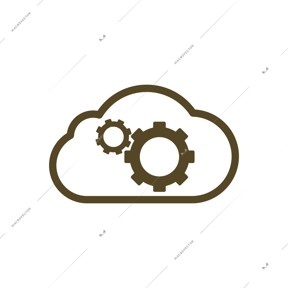 Generic cloud computing contour composition with flat isolated pictogram on blank background vector illustration