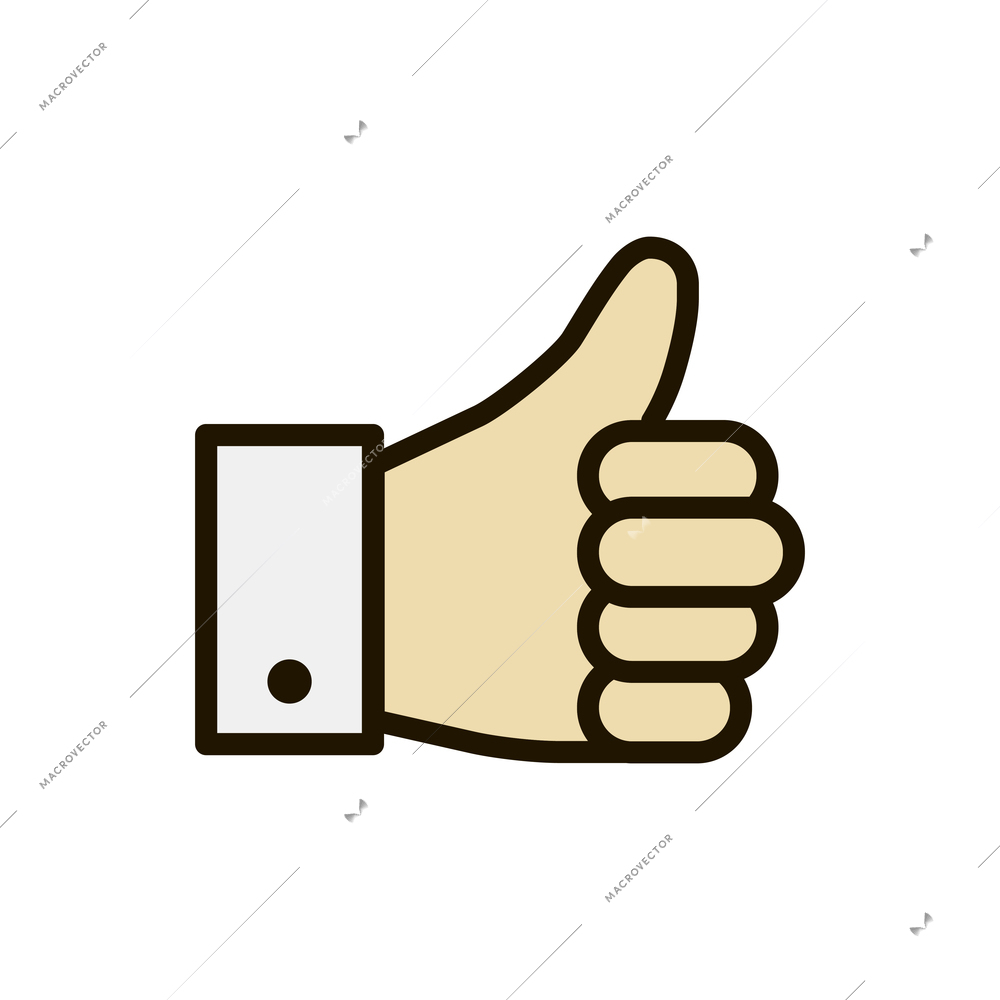 Hand gestures contour composition with isolated business hand fingers sign on blank background vector illustration