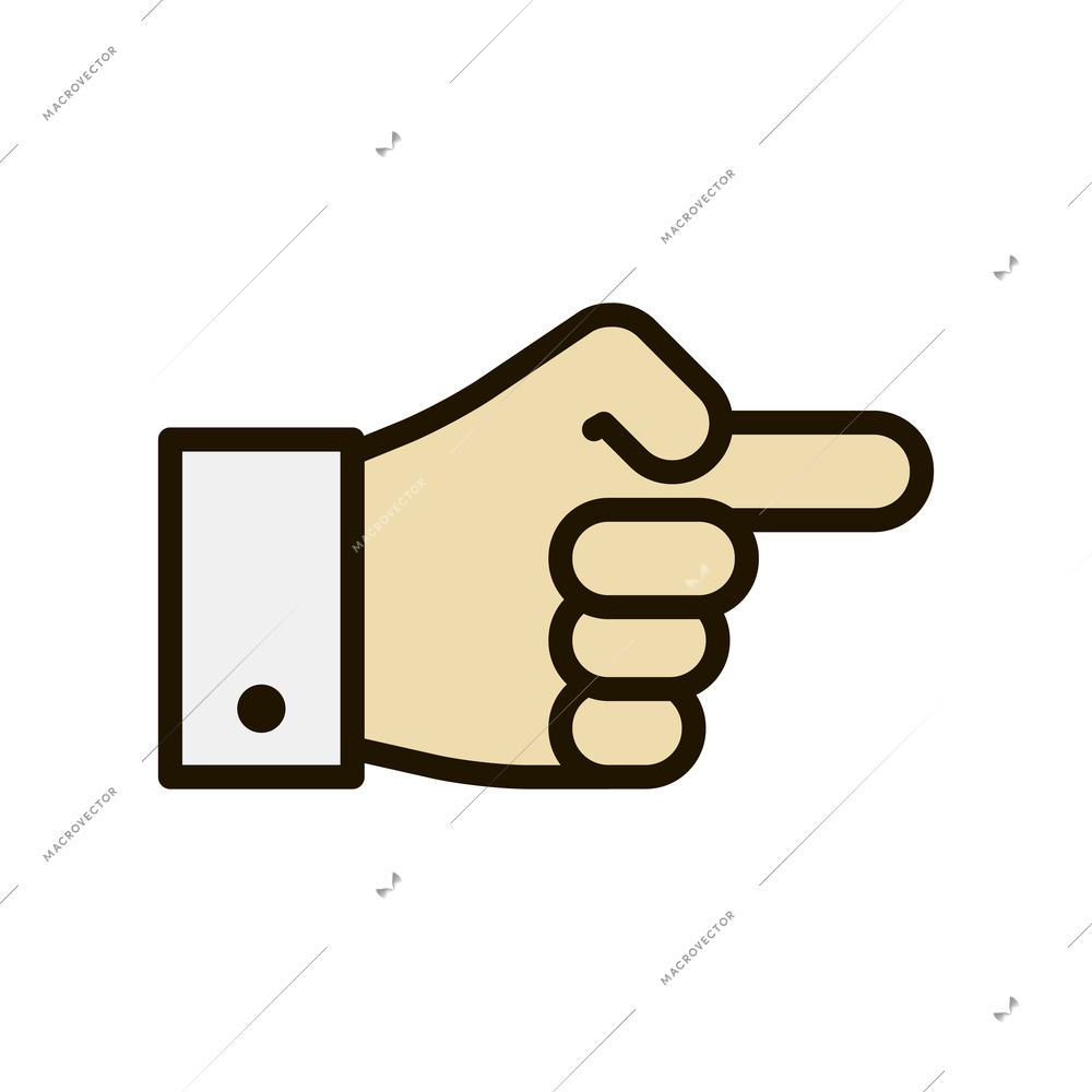 Hand gestures contour composition with isolated business hand fingers sign on blank background vector illustration