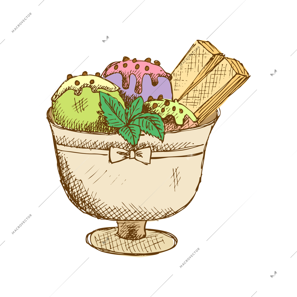 Tasty sweet ice cream composition with isolated image on blank background vector illustration