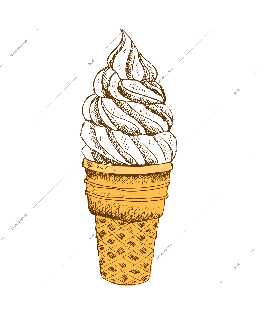 Tasty sweet ice cream composition with isolated image on blank background vector illustration