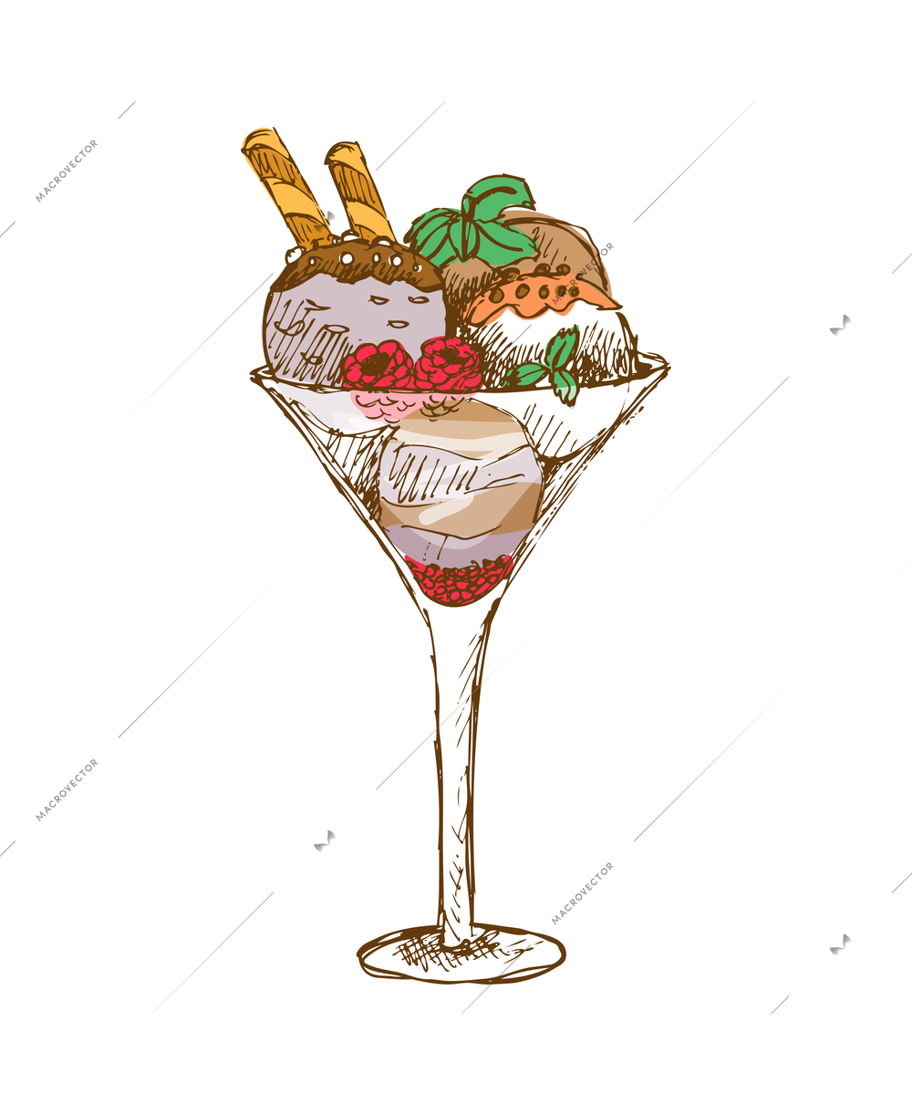 Tasty sweet ice cream composition with isolated image on blank background vector illustration