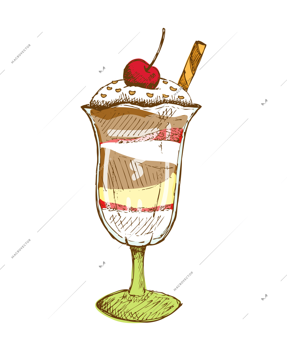 Tasty sweet ice cream composition with isolated image on blank background vector illustration