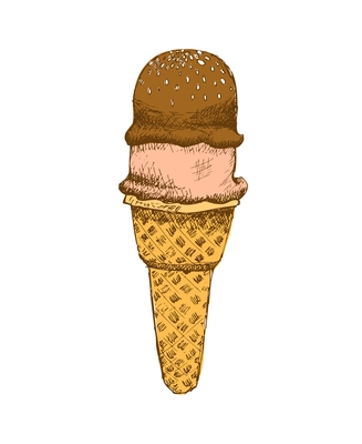 Tasty sweet ice cream composition with isolated image on blank background vector illustration