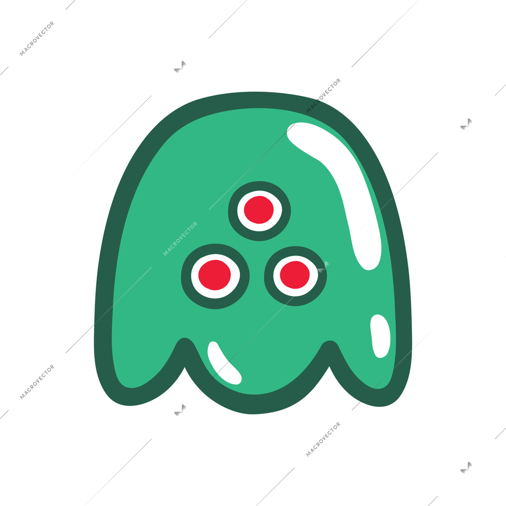 Game monsters composition with isolated image of video game gum monster with emotional face on blank background vector illustration