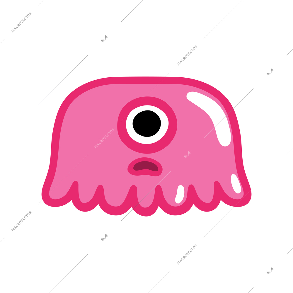 Game monsters composition with isolated image of video game gum monster with emotional face on blank background vector illustration