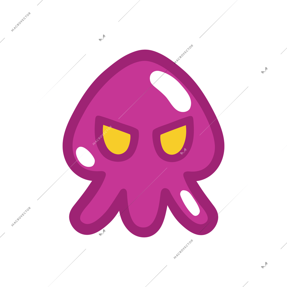 Game monsters composition with isolated image of video game gum monster with emotional face on blank background vector illustration