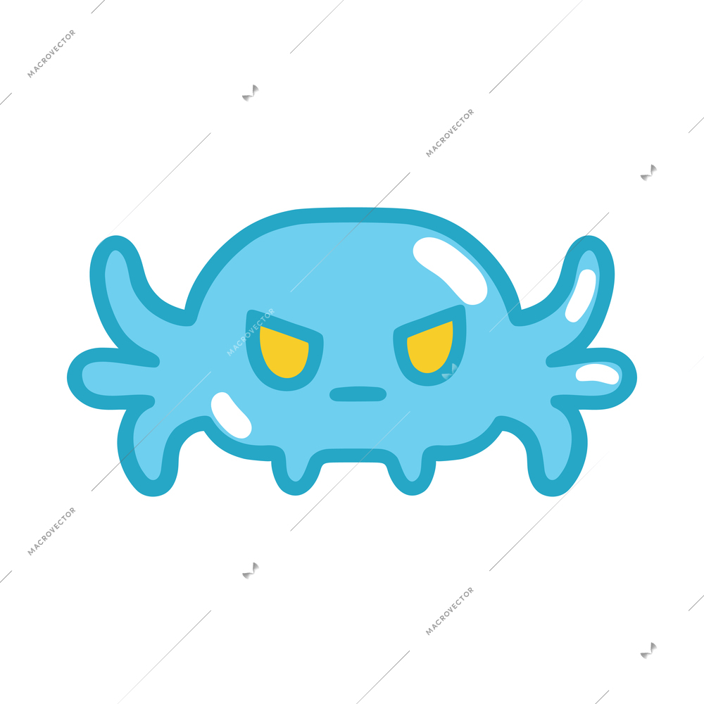 Game monsters composition with isolated image of video game gum monster with emotional face on blank background vector illustration