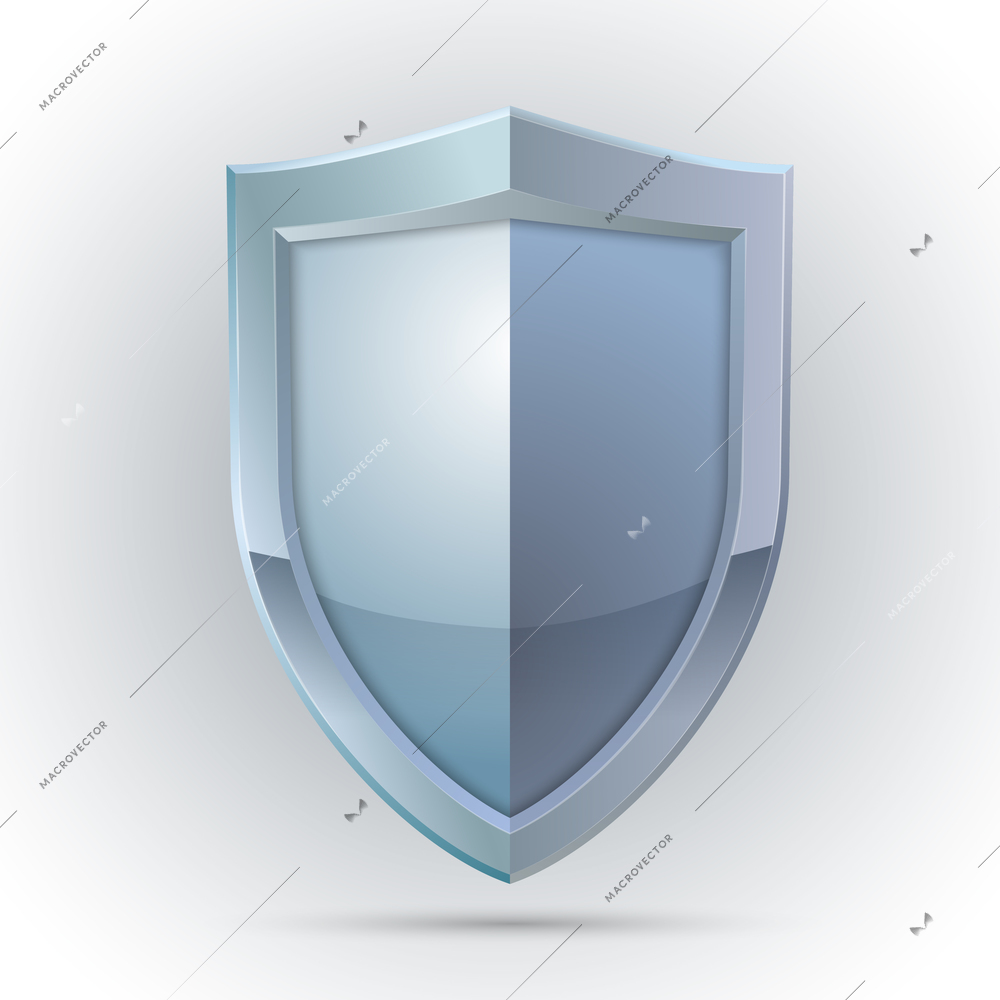 Blank shield protection emblem isolated vector illustration