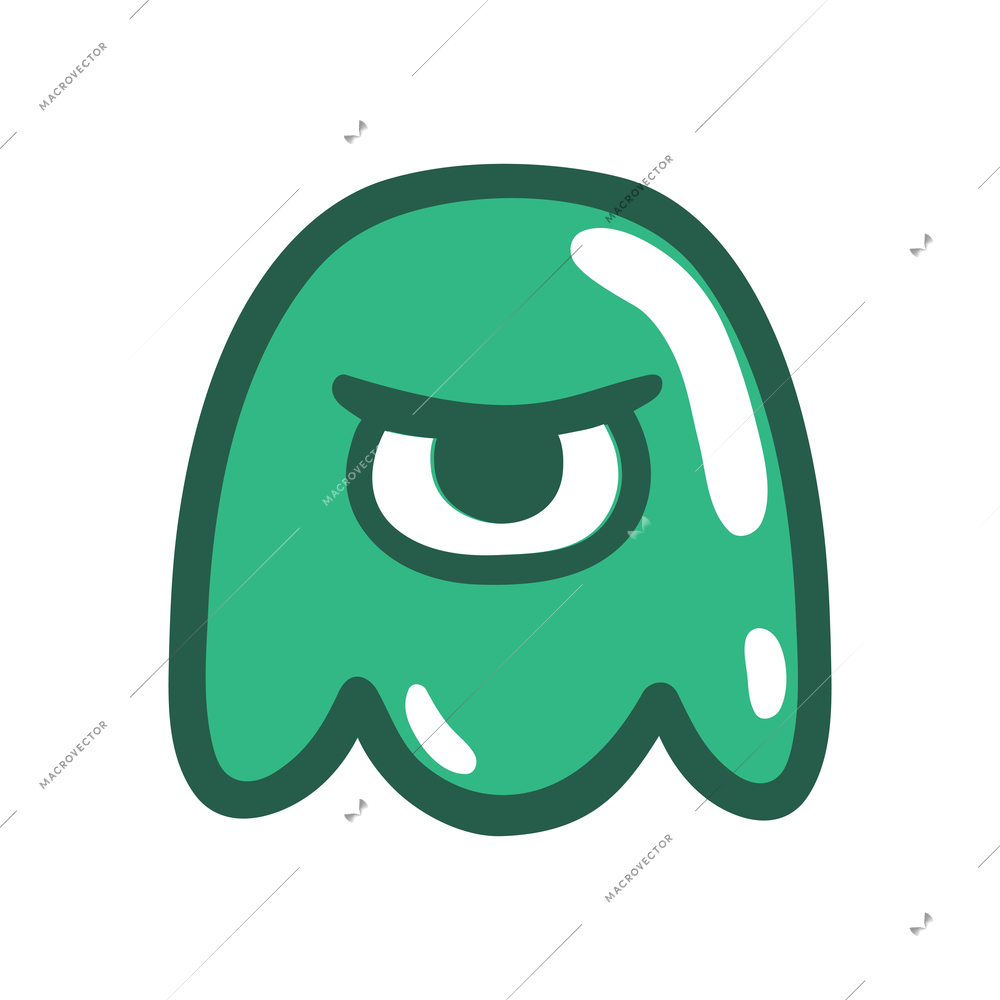 Game monsters composition with isolated image of video game gum monster with emotional face on blank background vector illustration