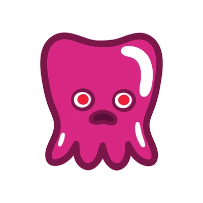 Game monsters composition with isolated image of video game gum monster with emotional face on blank background vector illustration