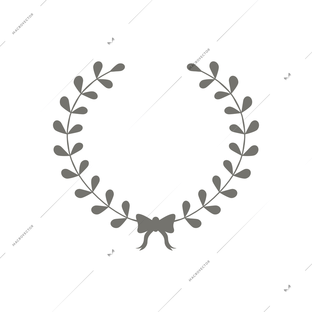 Calligraphic decorative wreath composition with isolated image of monochrome laurel wreath on blank background vector illustration