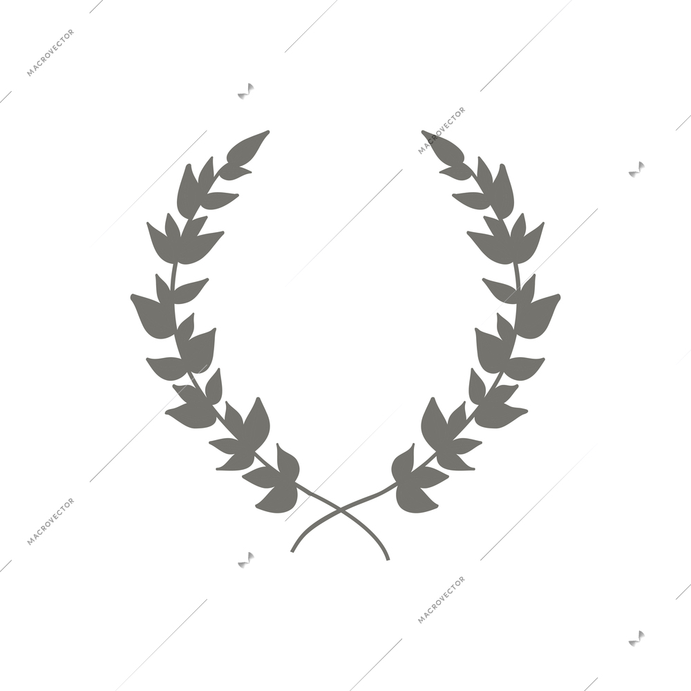 Calligraphic decorative wreath composition with isolated image of monochrome laurel wreath on blank background vector illustration