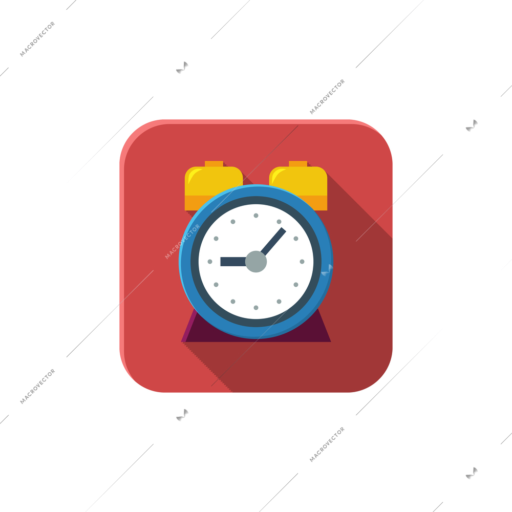 Social media composition with square shaped icon with alarm clock image vector illustration