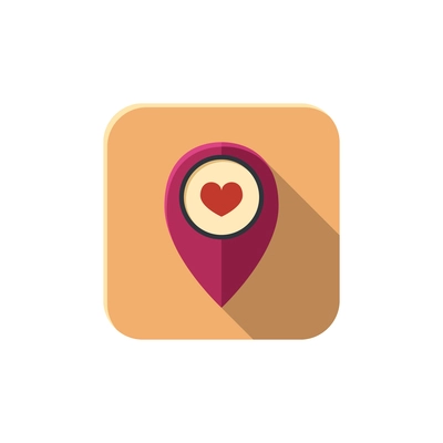 Social media composition with square shaped icon with heart image inside location sign vector illustration