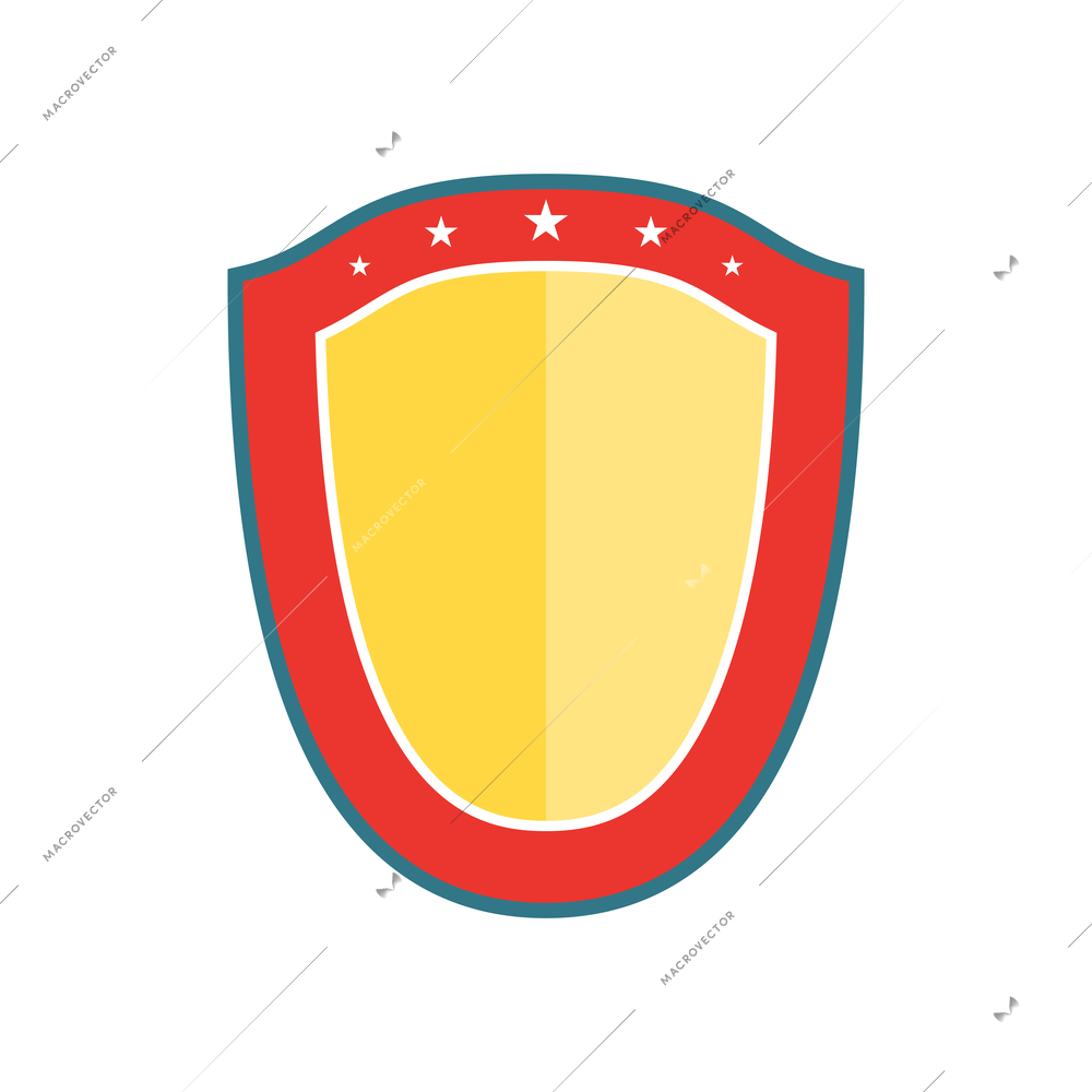 Badges composition with isolated image of shield shaped award badge with empty space vector illustration