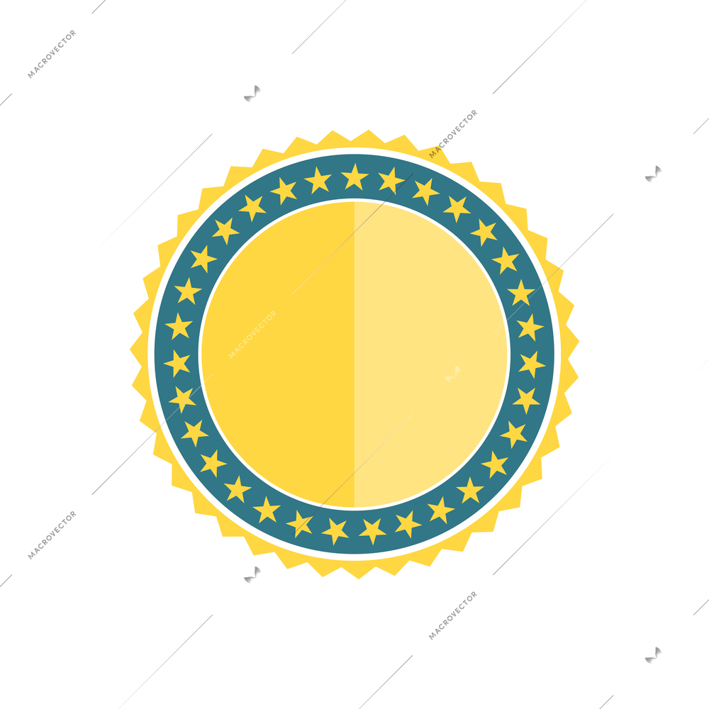 Badges composition with isolated image of circle shaped award badge with empty space vector illustration