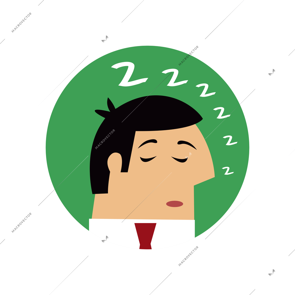 Business emotions round composition with avatar of sleeping businessman vector illustration