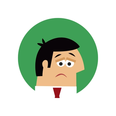 Business emotions round composition with avatar of disappointed businessman vector illustration
