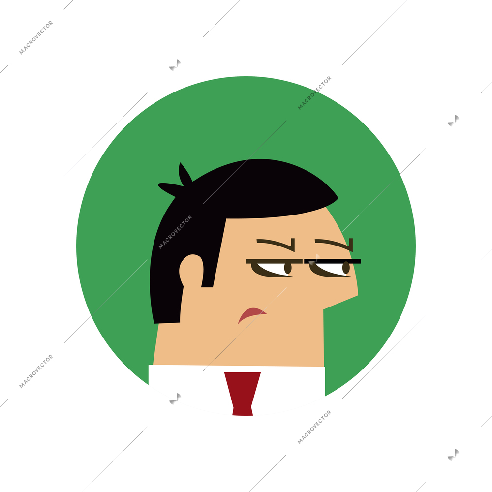 Business emotions round composition with avatar of angry businessman vector illustration