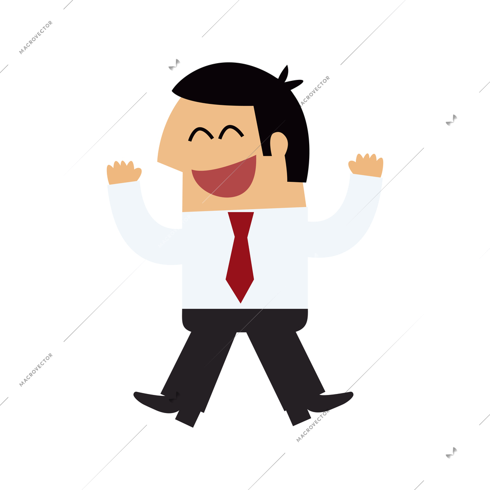 Manager emotions poses composition with isolated cartoon style character of happy manager vector illustration