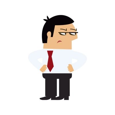 Manager emotions poses composition with isolated cartoon style character of angry manager vector illustration