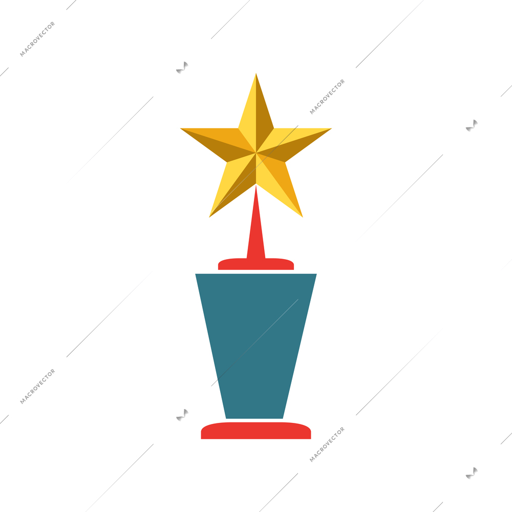 Badges composition with isolated image of cup award badge with golden star on pedestal vector illustration