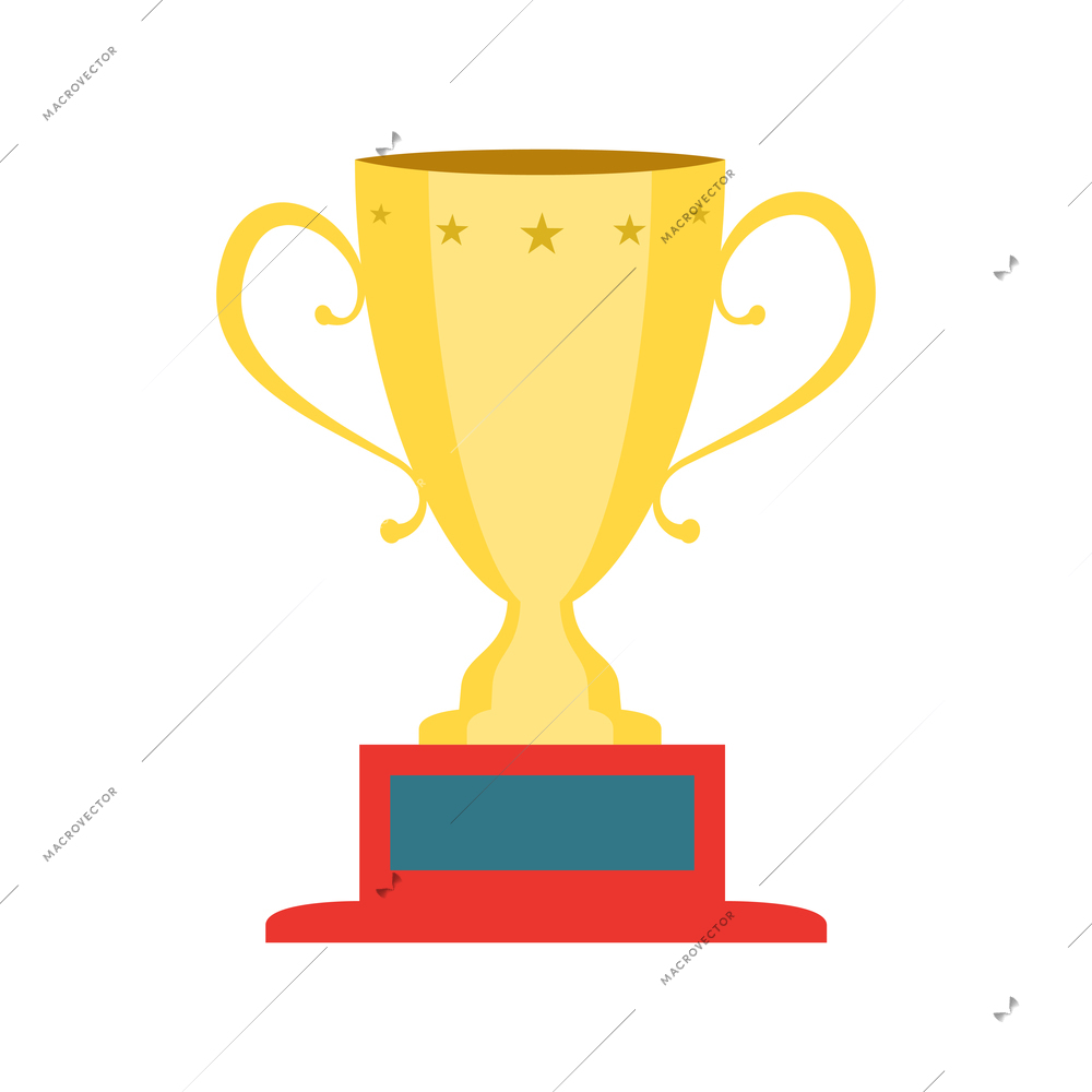 Badges composition with isolated image of golden cup badge with empty space on pedestal vector illustration