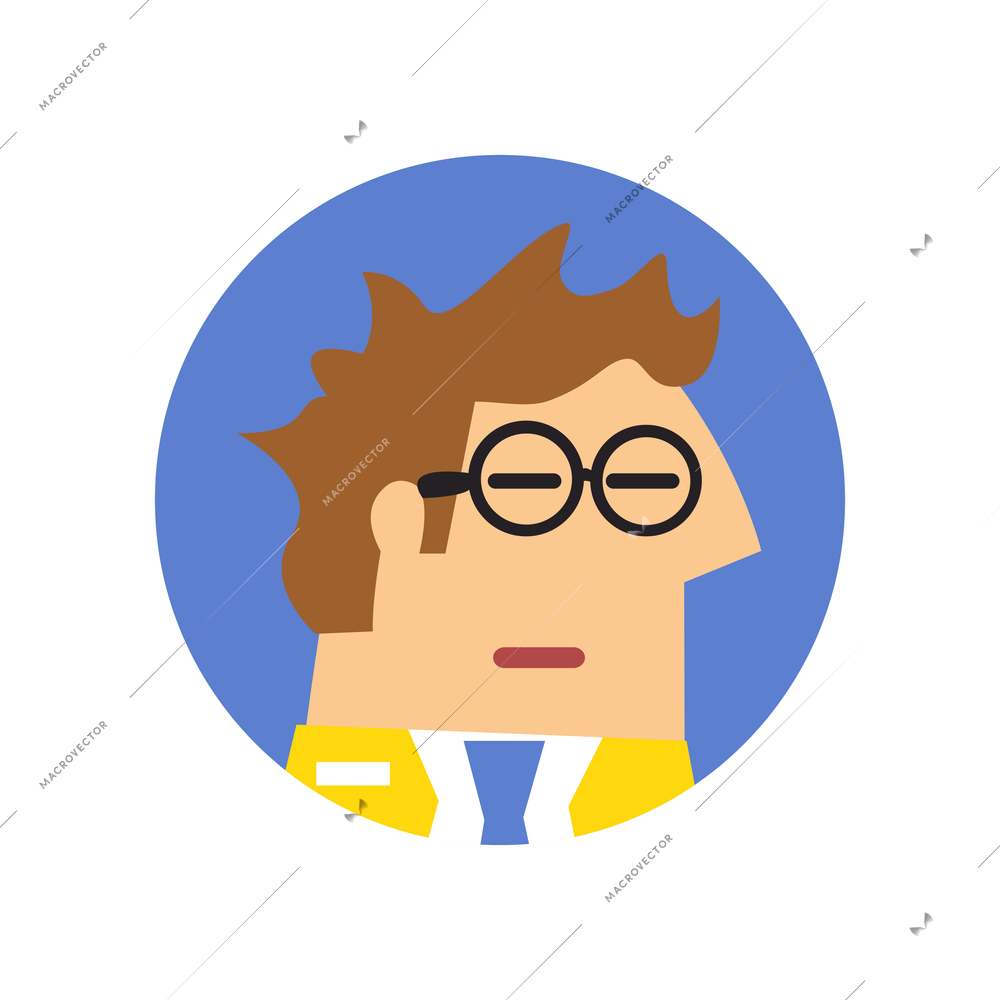 Staff emotions round composition with avatar of indifferent employee vector illustration