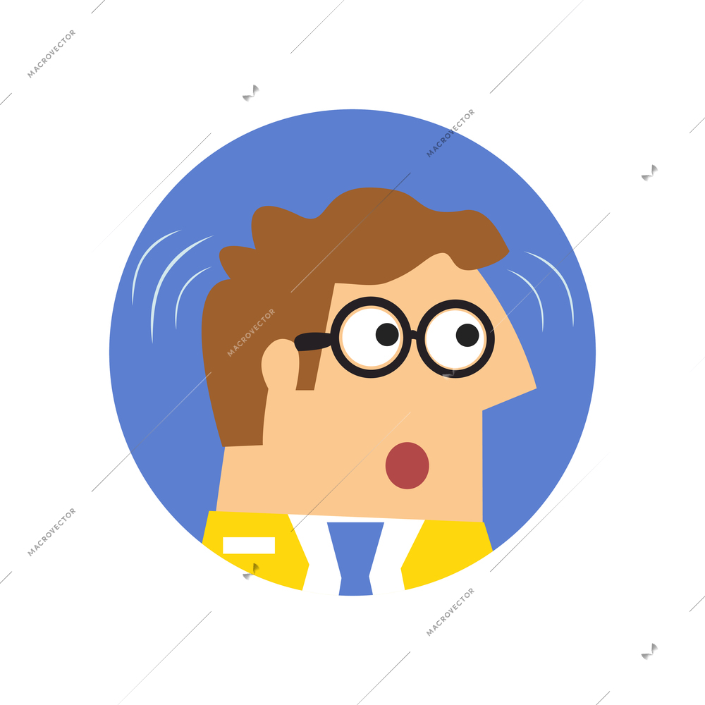 Staff emotions round composition with avatar of confounded employee vector illustration
