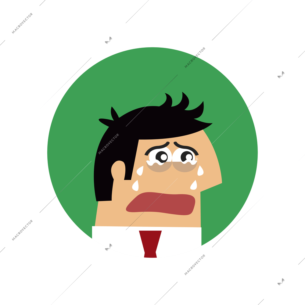 Business emotions round composition with avatar of crying businessman vector illustration