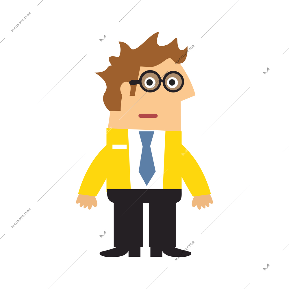 Staff emotions poses composition with isolated cartoon style character of business worker vector illustration