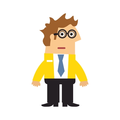 Staff emotions poses composition with isolated cartoon style character of business worker vector illustration