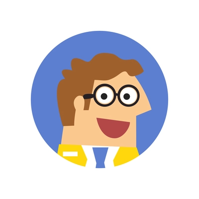 Staff emotions round composition with avatar of joyful employee vector illustration