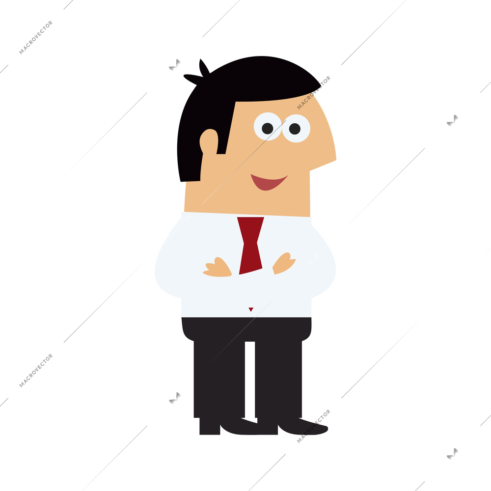 Manager emotions poses composition with isolated cartoon style character of smiling manager vector illustration