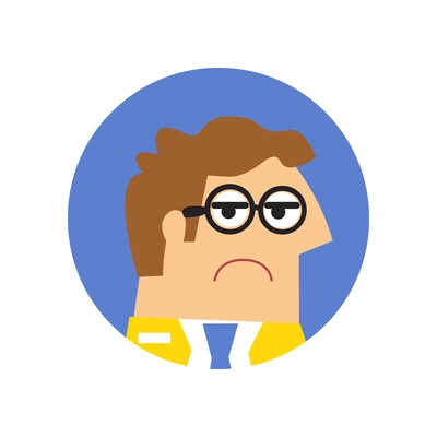 Staff emotions round composition with avatar of unhappy employee vector illustration