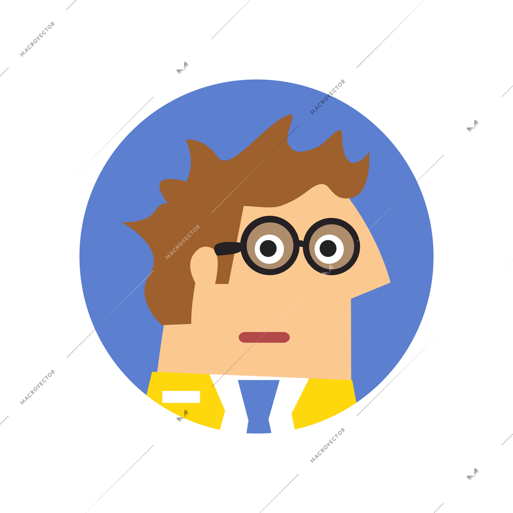 Staff emotions round composition with avatar of scared employee vector illustration